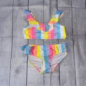 Justice Colorful Striped Kids Swim Set